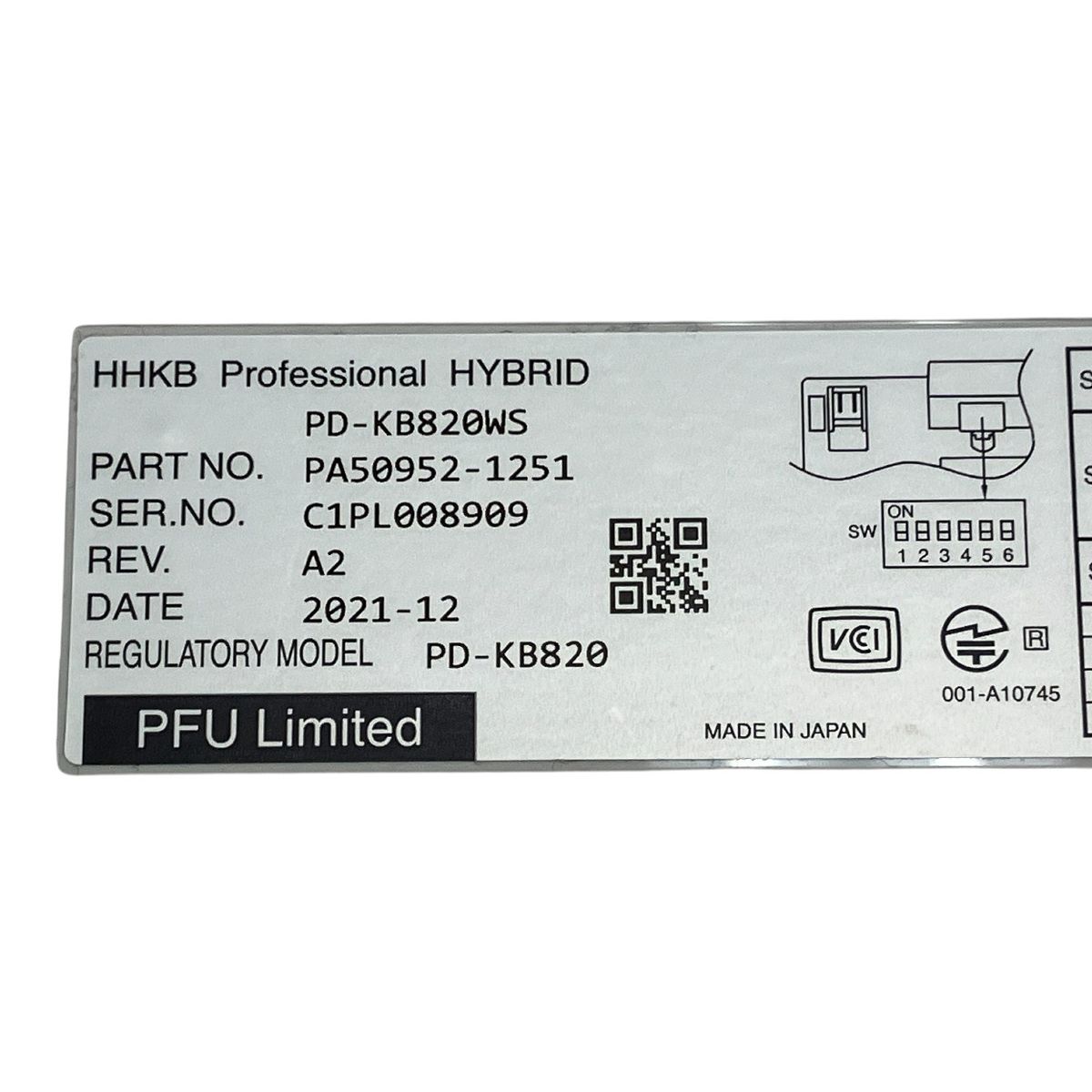  PFU HHKB Professional HYBRID PD-KB 820 WS キーボード パソコン キーボード本体 キーボード