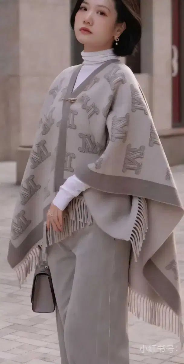 マックスマーラ FRINE フリーネ Mモノグラム ジャカード ウール レディース ケープ ショール