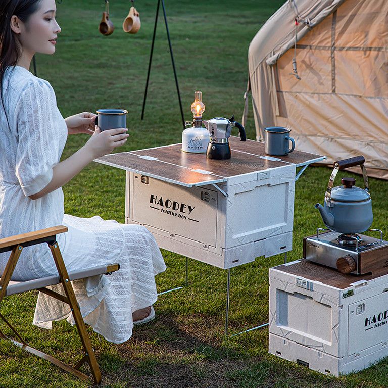 折りたたみ式 キャンプ用収納コンテナ アウトドア収納ボックス 50 L 大容量 整理整頓 持ち運び便利 キャンプギア 収納ケース ラック 多目的 アーミーグリーン50