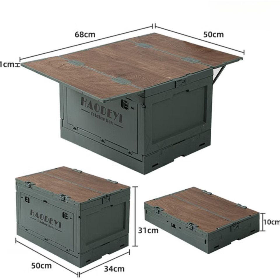 折りたたみ式 キャンプ用収納コンテナ アウトドア収納ボックス 50 L 大容量 整理整頓 持ち運び便利 キャンプギア 収納ケース ラック 多目的 アーミーグリーン50