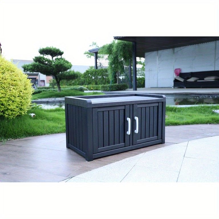 防水＆耐候性 屋外収納棚 オーガナイザー 2段 メタルフレーム 白 庭 パティオ バルコニーに最適 コンパクト設計 工具不要 整理整頓 スリーキーデザイン