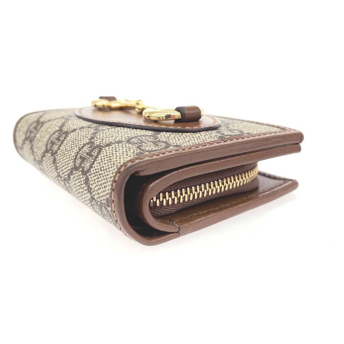 GUCCI グッチ コンパクトウォレット/GGスプリーム  ホースビット 726846  PVC×レザー グレー ユニセックス / 241005006870 GUCCI グッチ コンパクトウォレット/GGスプリーム ホースビット 726846