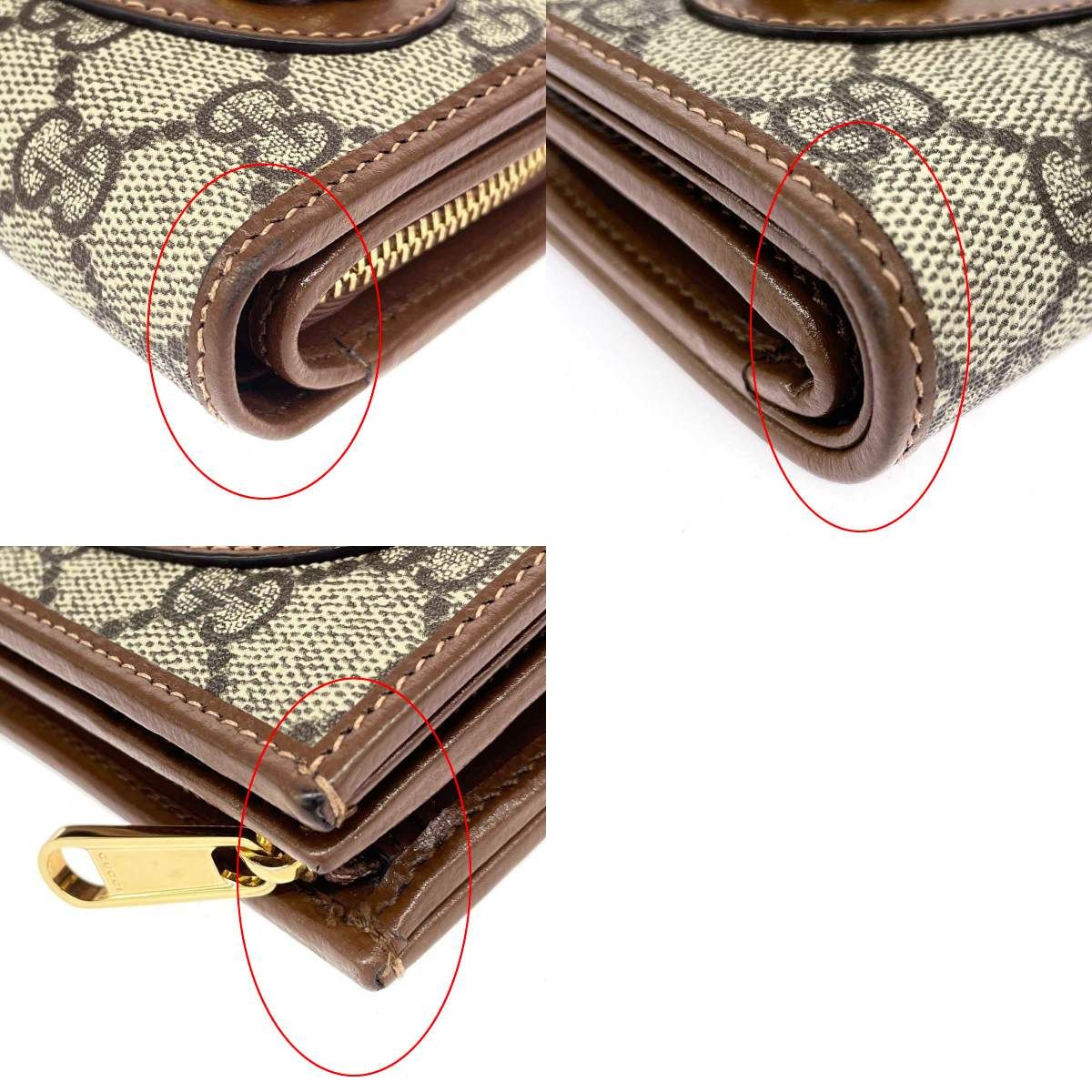 GUCCI グッチ コンパクトウォレット/GGスプリーム  ホースビット 726846  PVC×レザー グレー ユニセックス / 241005006870 GUCCI グッチ コンパクトウォレット/GGスプリーム ホースビット 726846