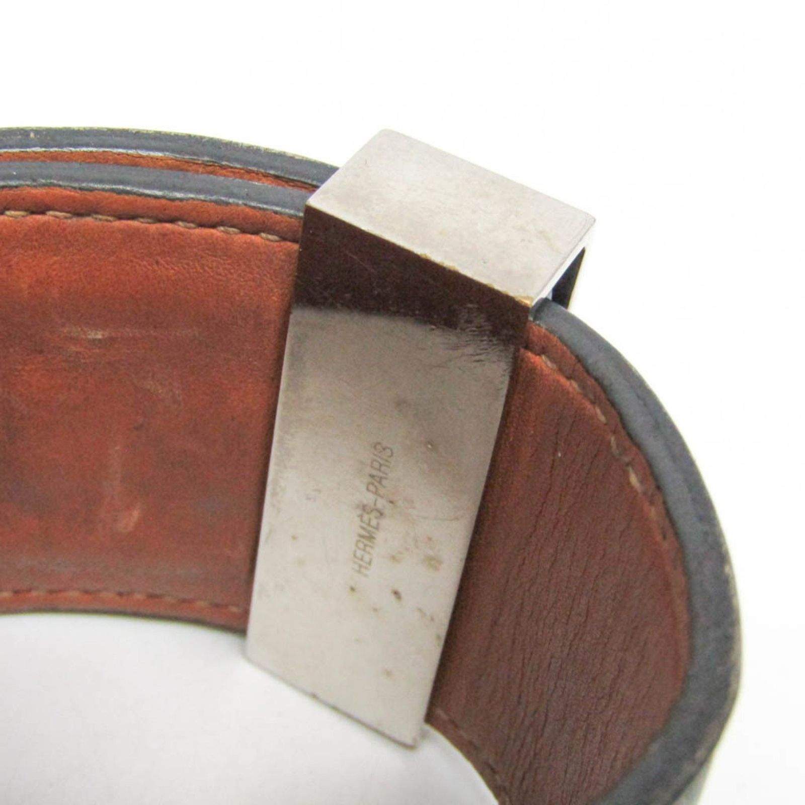 エルメス Hermes コリエ ド シアン レザー メタル バングル シルバー ブラック 家庭洗濯可 レイヤード