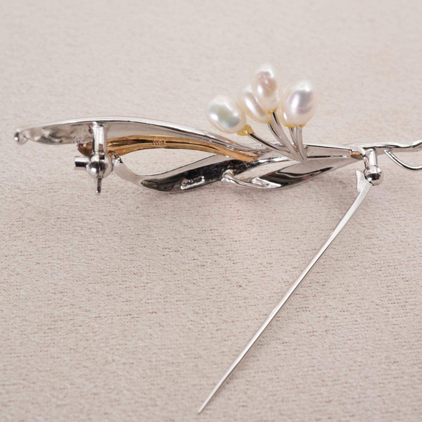 シルバー×K18 淡水パール リーフモチーフ ブローチ/25-2222S - メルカリ