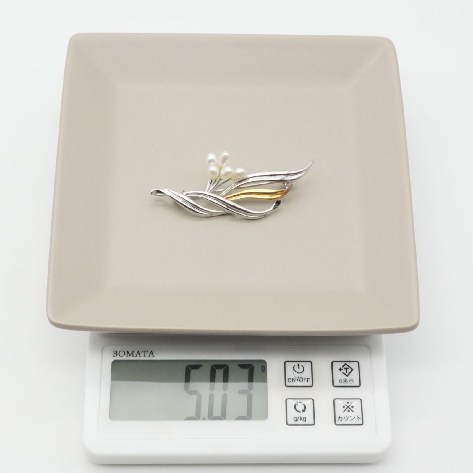 シルバー×K18 淡水パール リーフモチーフ ブローチ/25-2222S - メルカリ