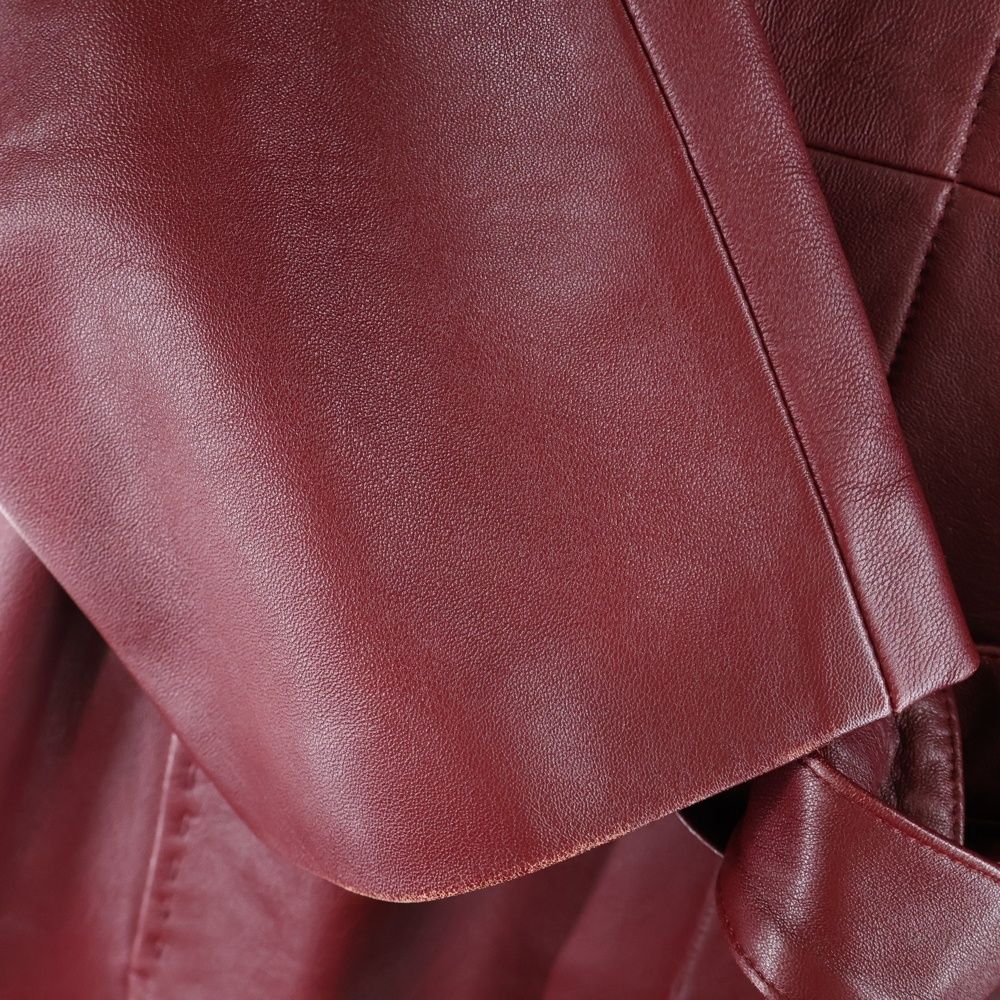 Max Mara (マックスマーラ) レザー 4B ステンカラー ロング コート