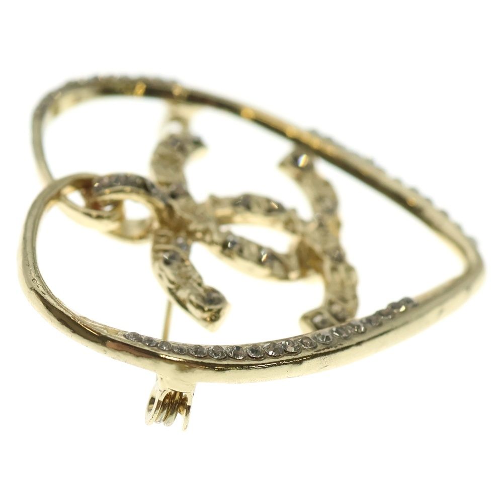シャネル ゴールド ラインストーン ココマーク ハート ブローチ CHANEL - シャネル CHANEL ココマーク ハート ブローチ アクセサリー