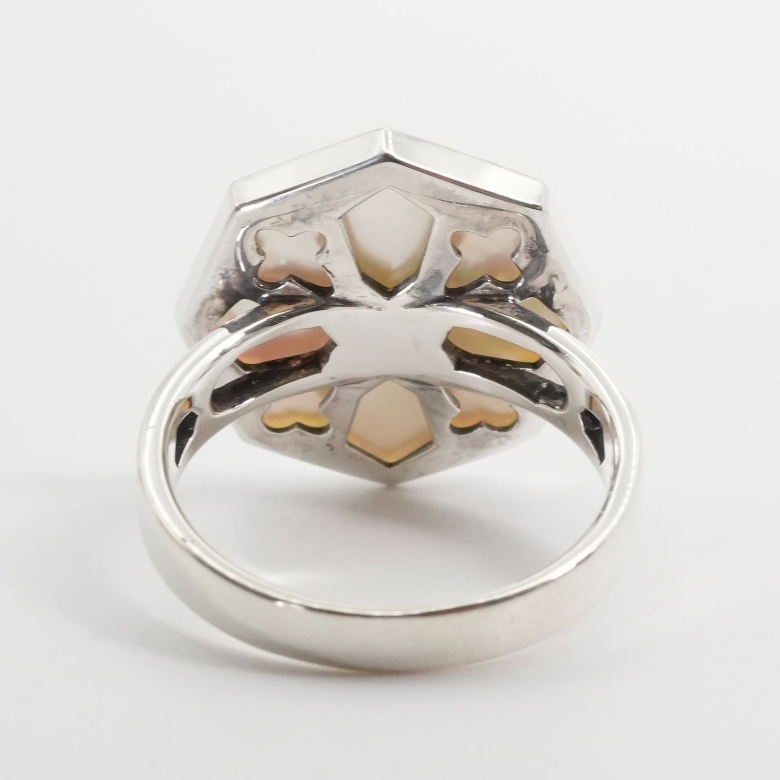アガット サファイア×白蝶貝 リング シルバー×K10 シェル/25-2223S