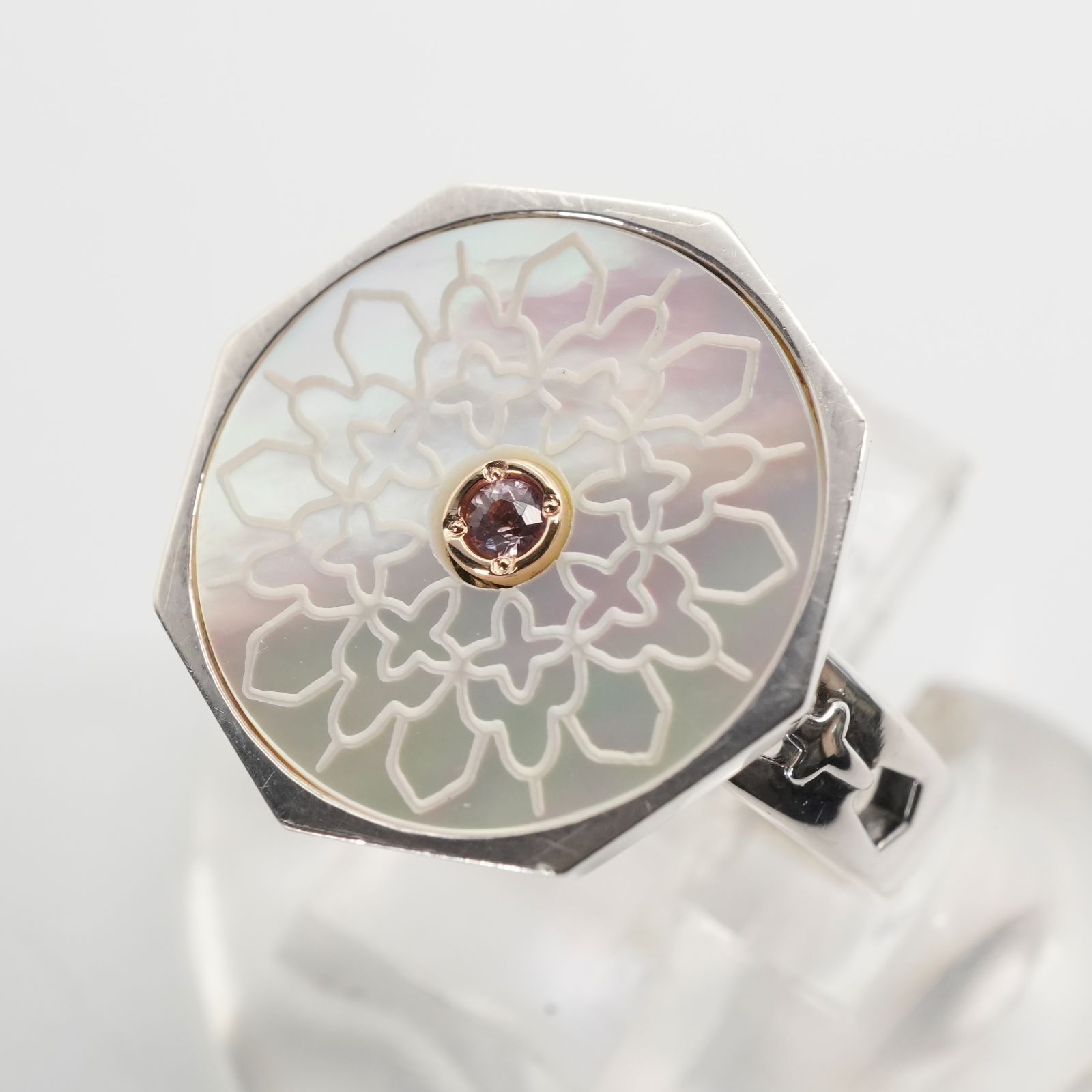 アガット サファイア×白蝶貝 リング シルバー×K10 シェル/25-2223S