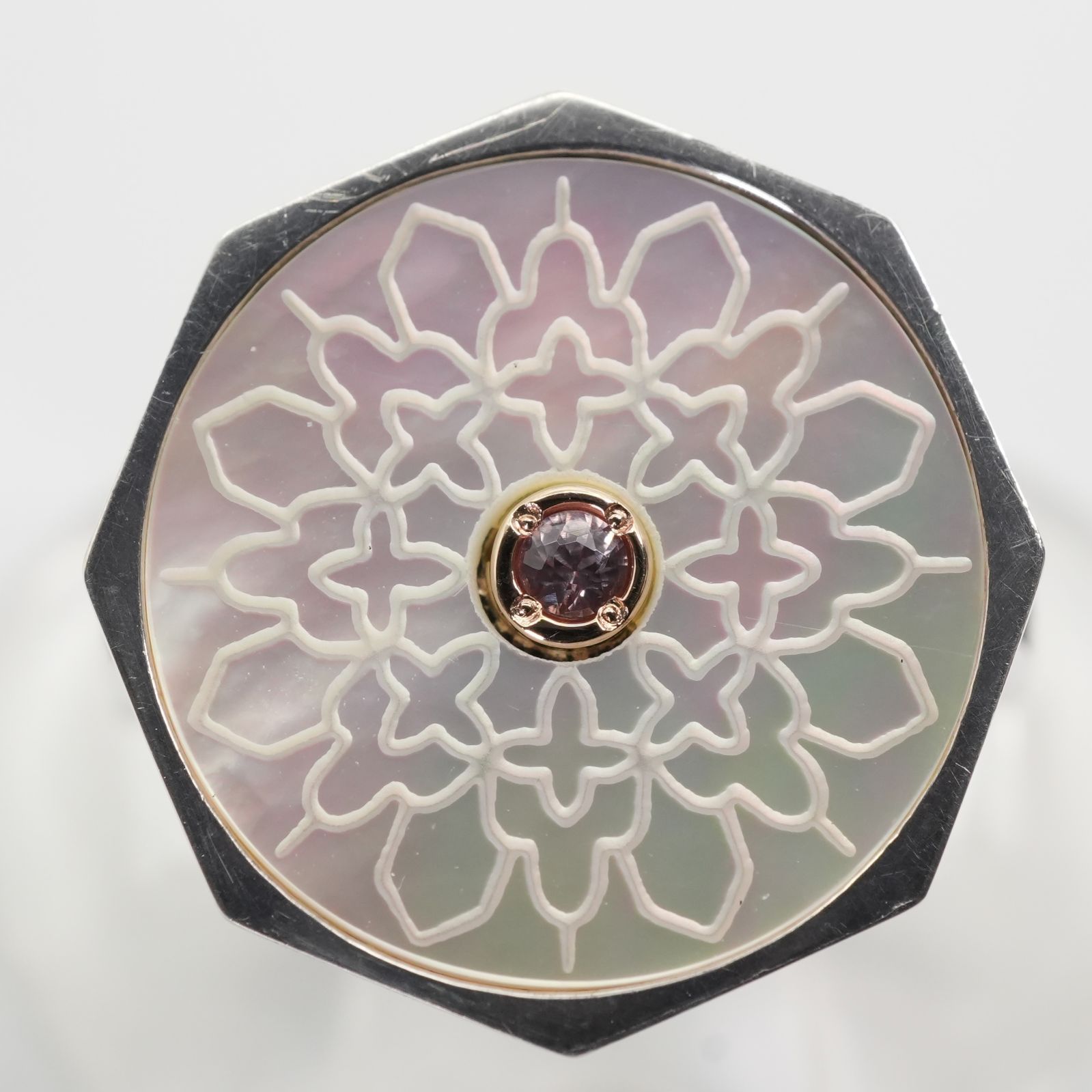 アガット サファイア×白蝶貝 リング シルバー×K10 シェル/25-2223S