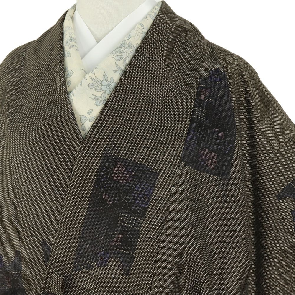 ☆ ロング寸 お洒落な 紬地 道中着（正絹）仕立上り＜C630＞☆くまきち