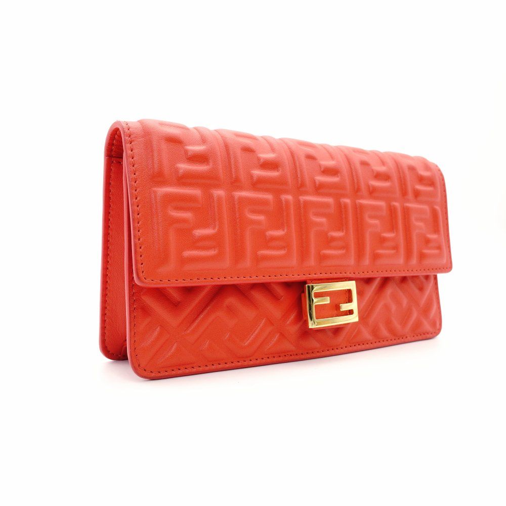 フェンディ FENDI バゲット チェーン ショルダーバッグ オレンジ FFロゴ レザー クロスボディ 2 way 7-11-029