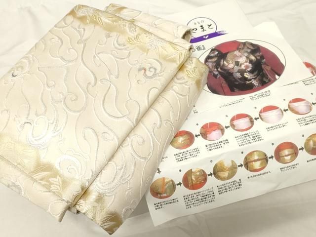 平和屋着物 ワンタッチつけ帯 唐織 日本蚕 本小石丸 鳳凰花文 金糸 説明書付き やまと誂製 紙 き 正絹 dy