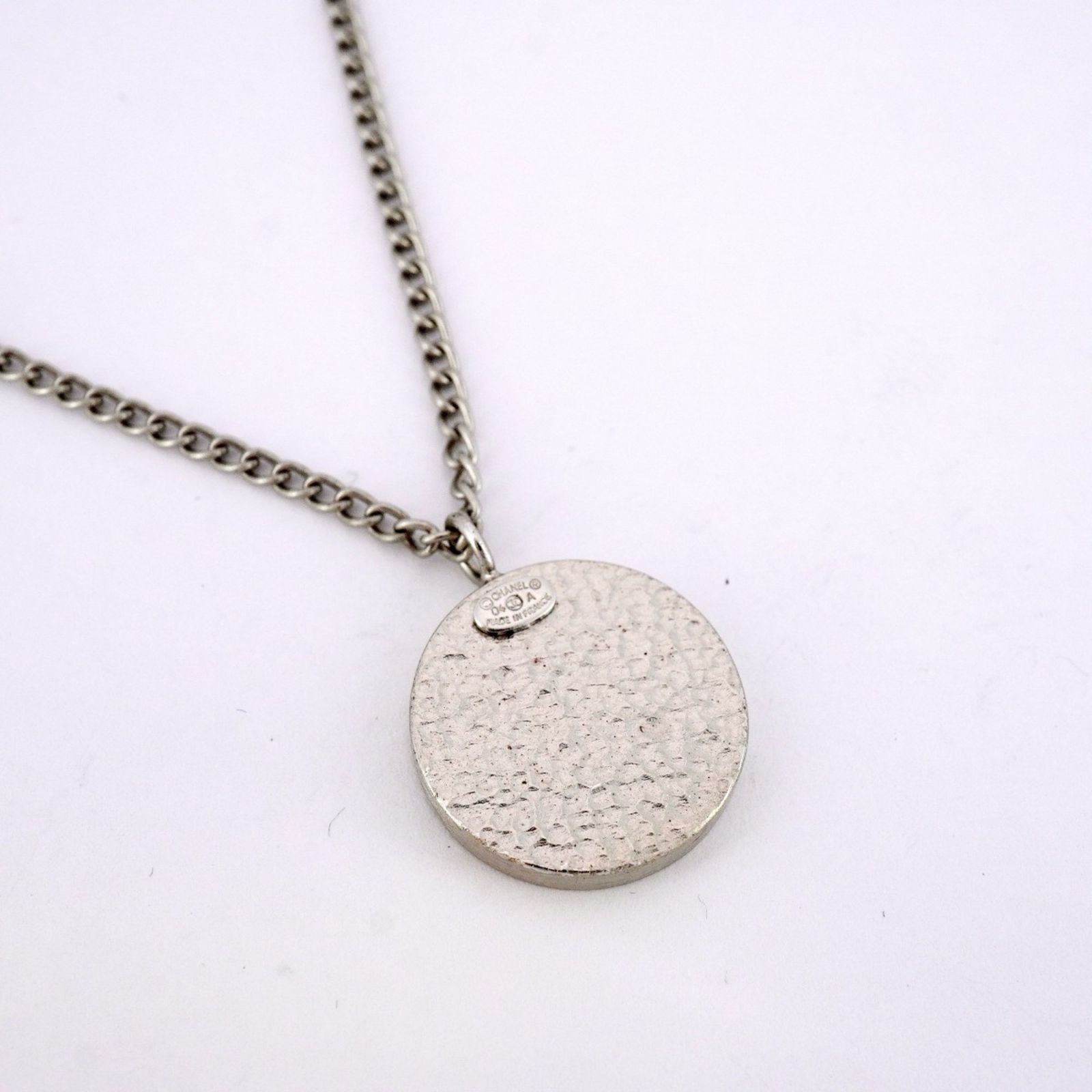シャネル Chanel ネックレス ココマーク サークル メタル シルバー ホワイト ブラックレディース