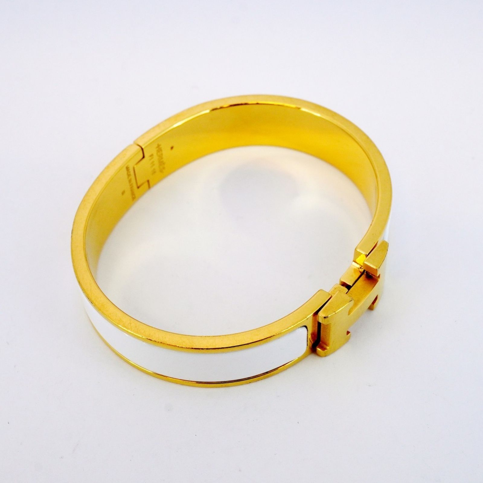 エルメス Hermes バングル クリッククラックPM GPメッキ ゴールド ホワイトレディース