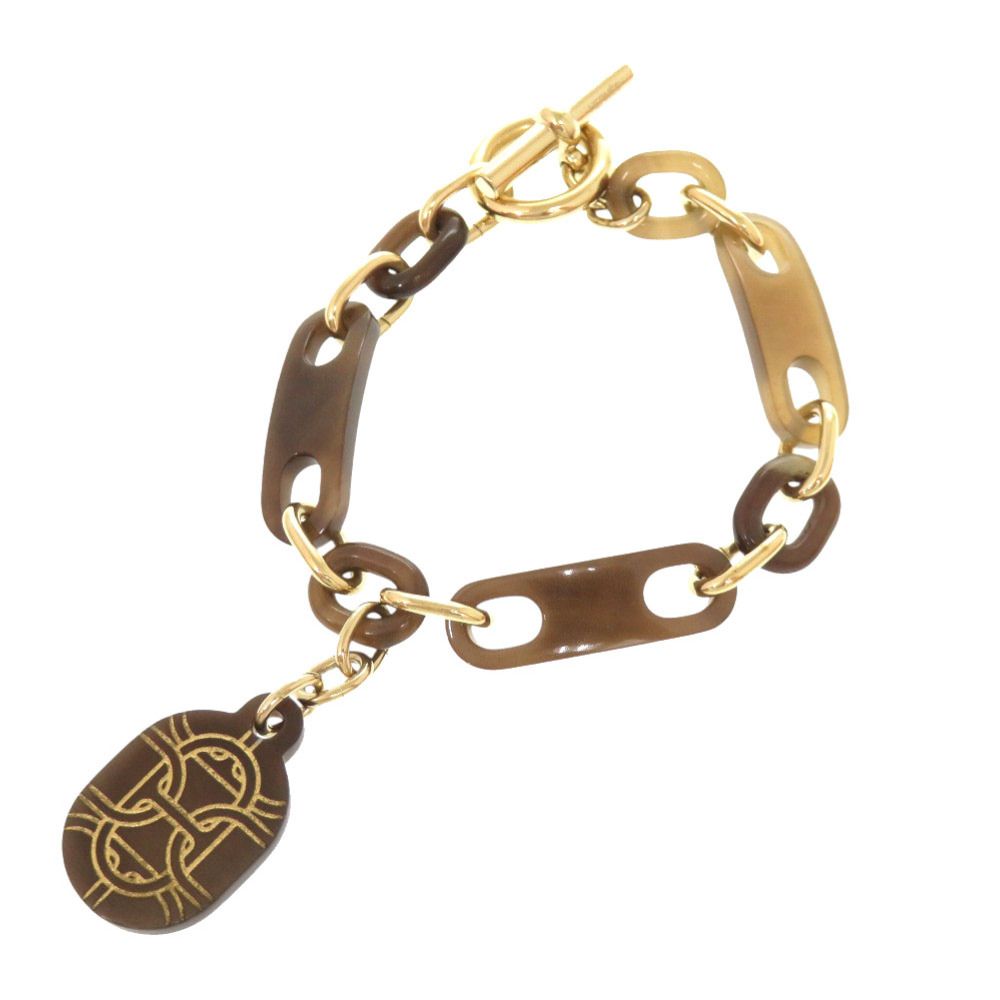 エルメス シェーヌダンクル バッファローホーン メタル ブラウン ブレスレット 1538 HERMES