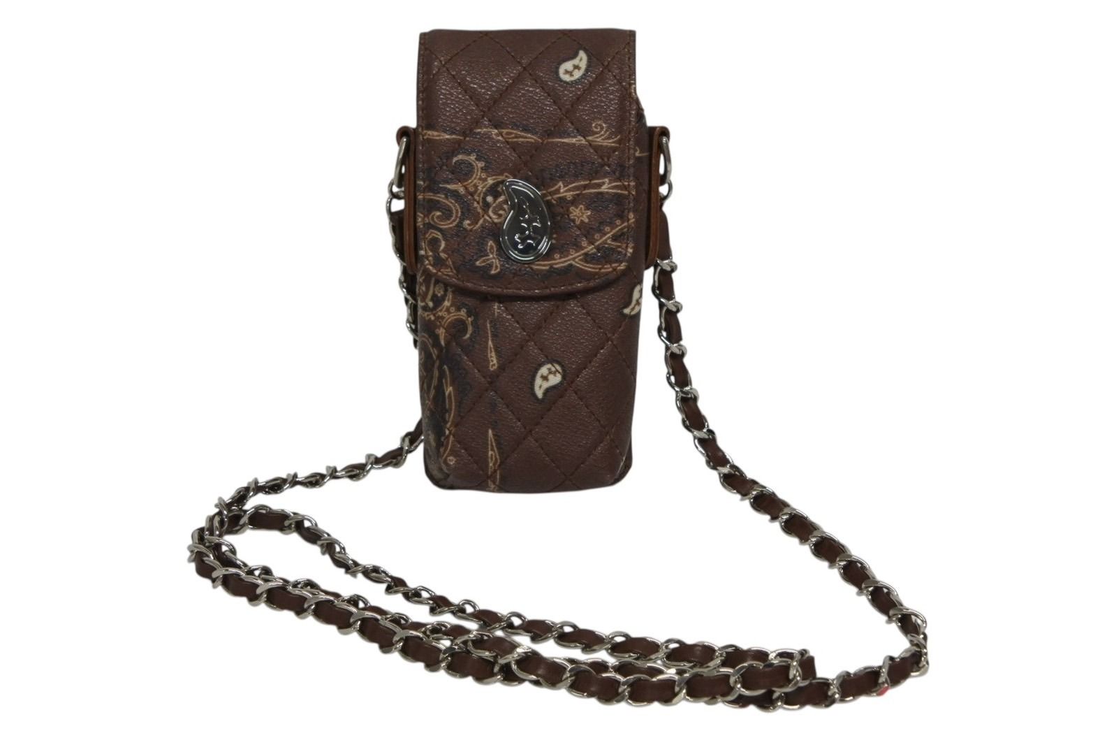 THE WORLD IS YOURS ザ ワールド イズ ユアーズ ペイズリー キルティング ミニ ポーチ ショルダー レザー ブラウン 4 b 008320