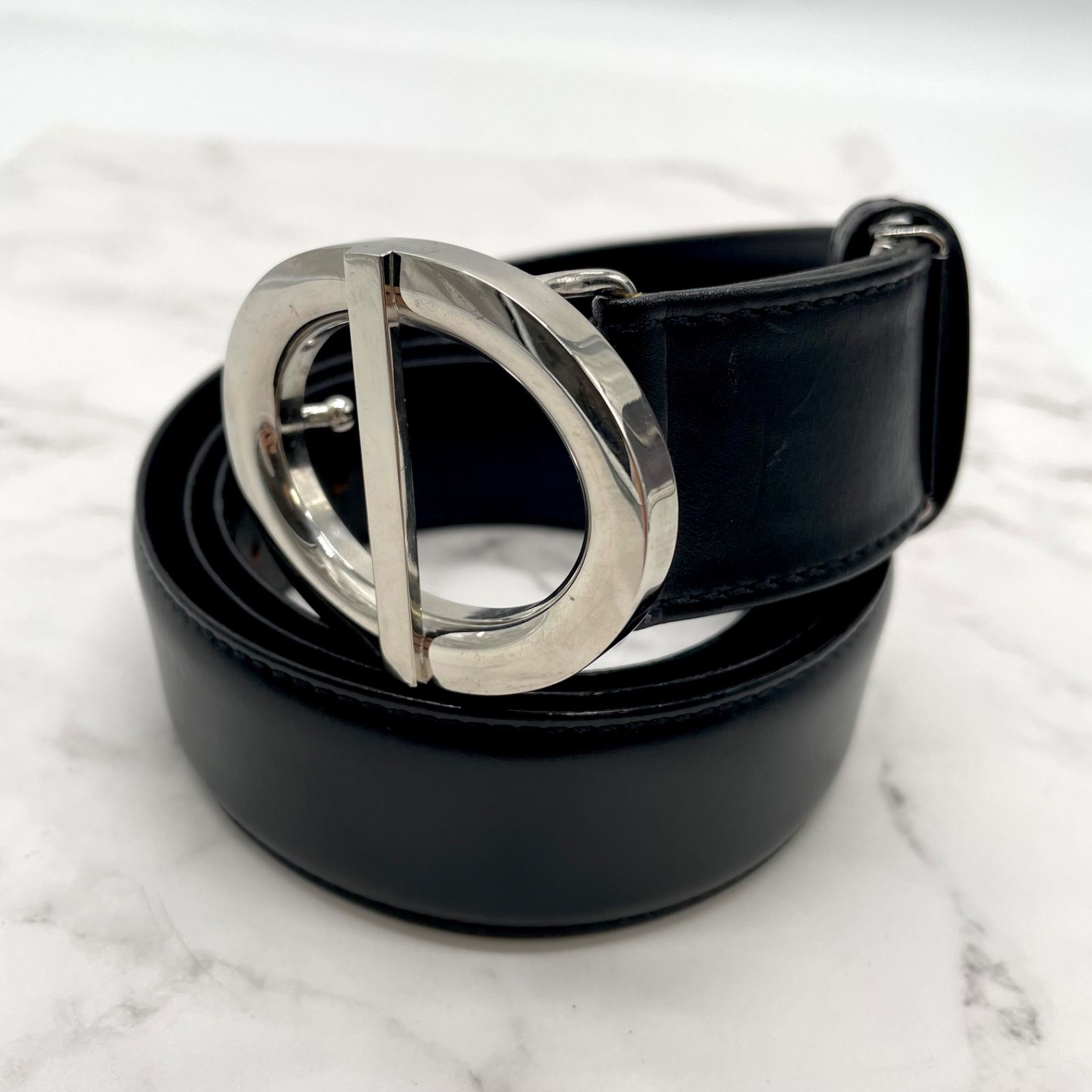 Christian Dior ロゴベルト　シルバー Christian 割引 Dior クリスチャンディオール ベルト CDロゴ バックル