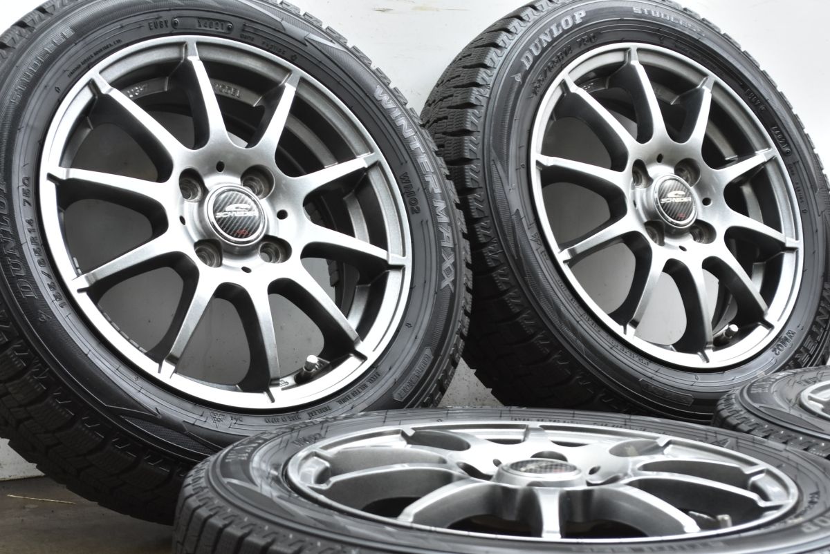 程度良好品 シュナイダー 14 in 4 5 J 43 PCD 100 ダンロップ ウインターマックス WM 02 155 65 R N BOX デリカミニ ワゴンR スペーシア