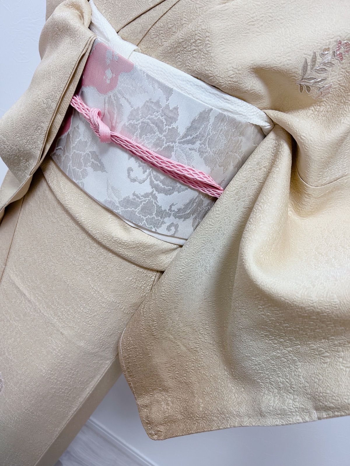  総刺繍 正絹 紋意匠 付け下げ 訪問着フルセットお探しの方にも 雪輪花文 暈し染め 銀糸 訪問着 付け下げ 着物