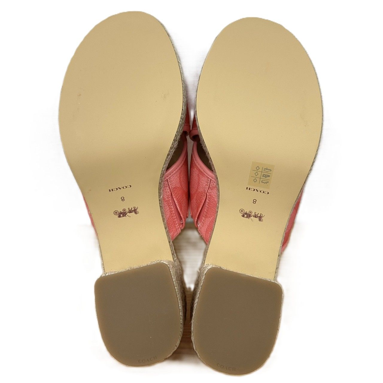 COACH レザーフラワー　サンダル　エスパドリーユ【未使用美品】 再値下げ品 ♪COACH コーチ エスパドリーユ サンダル 約25cm レディース ピンク