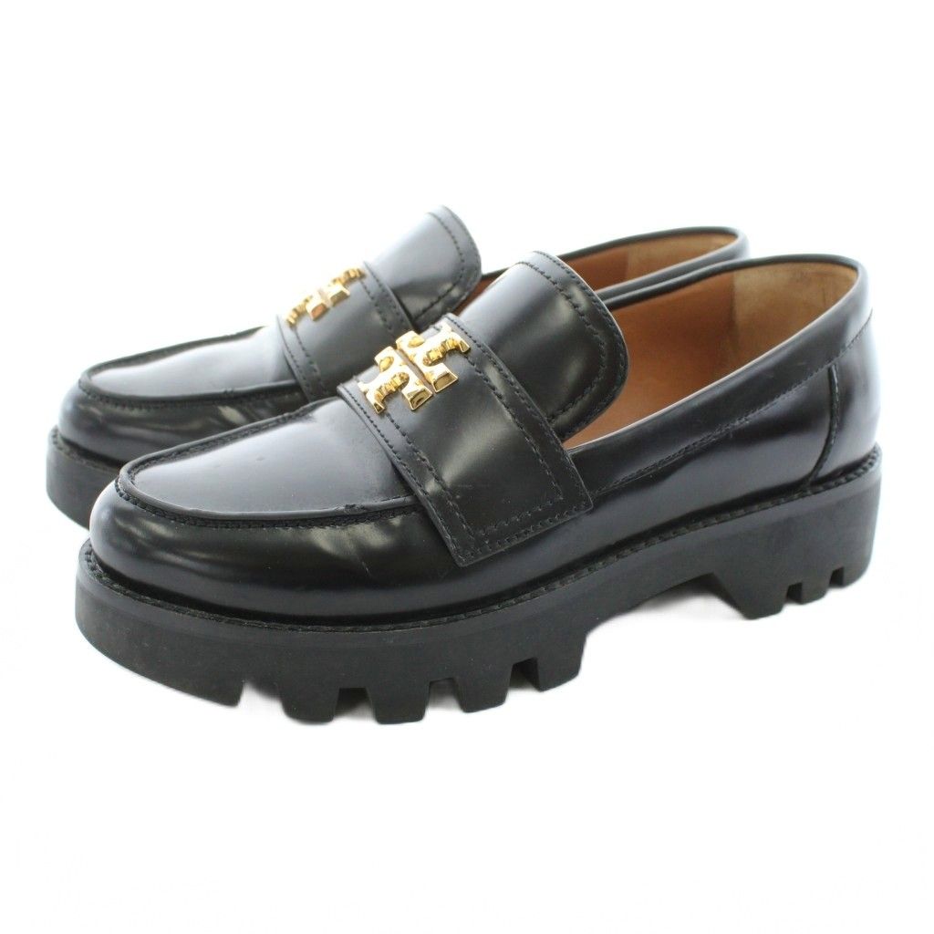 トリーバーチ TORY BURCH ローファー 厚底 レザー ロゴ 6 M 黒 ブラック 137744 KU