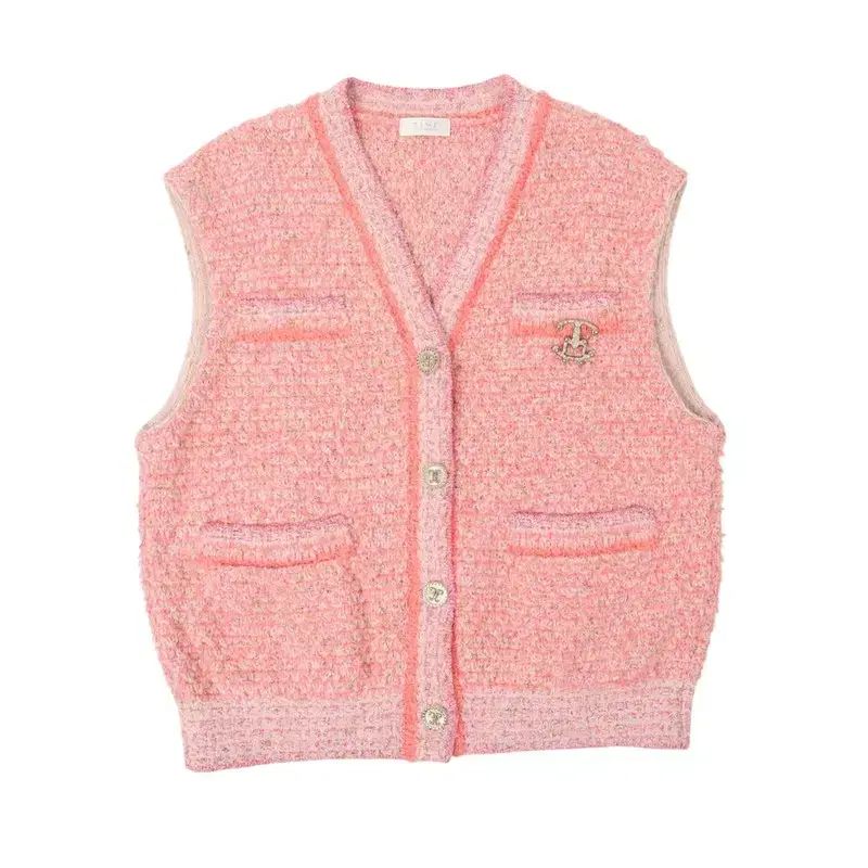 TIME ライトピンク ツイード ベスト