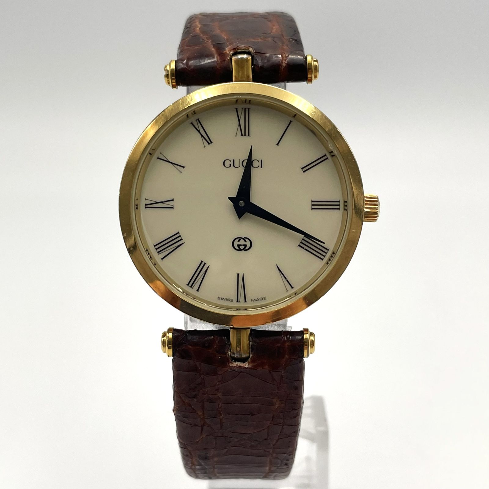 グッチ シェリーライン 腕時計 メンズ クオーツ 30㎜ ビンテージ 白