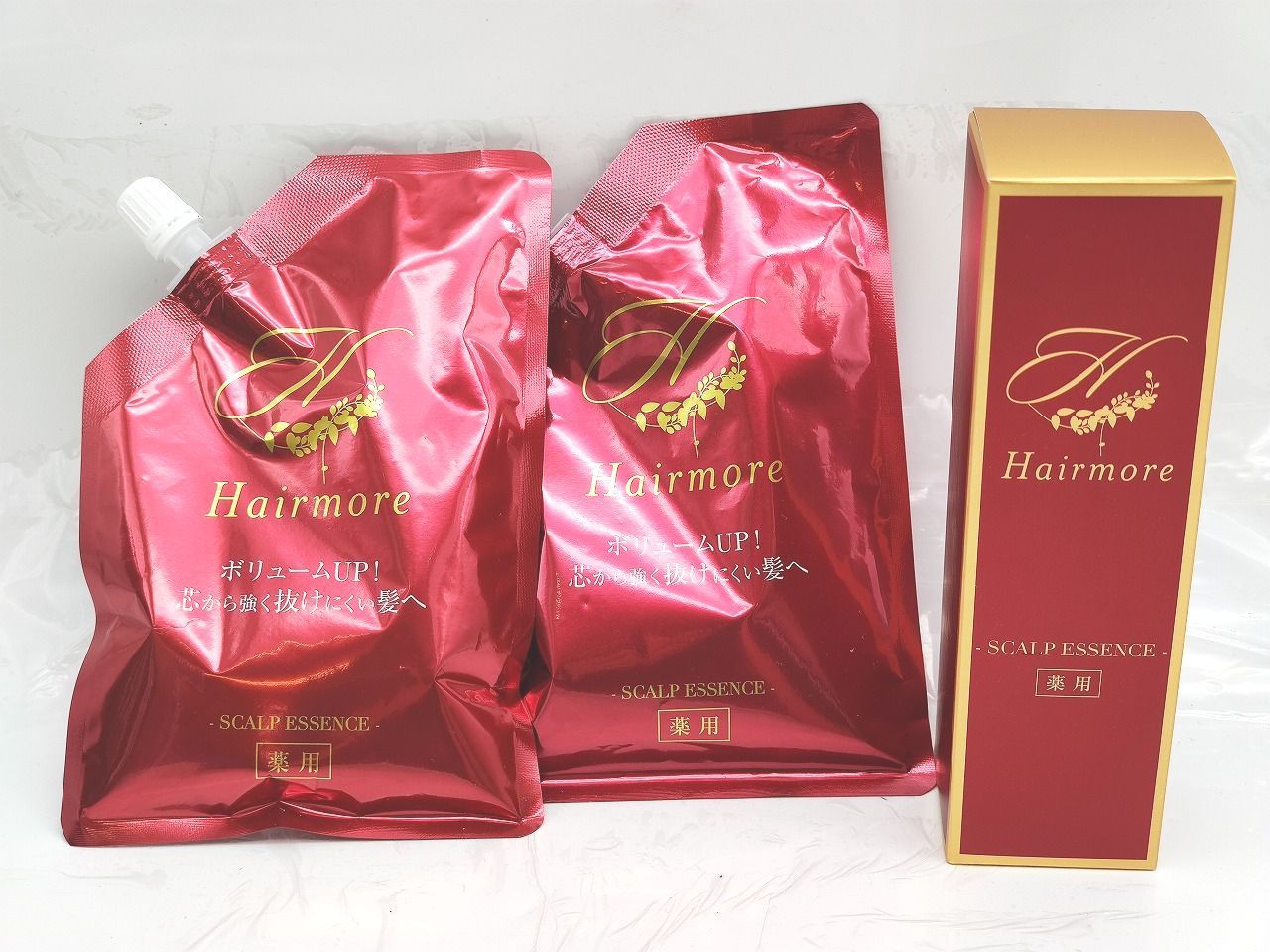 インボイス対応 ヘアモアシリーズ 薬用ヘアローションS 120 ml×1本 詰め替え×2袋