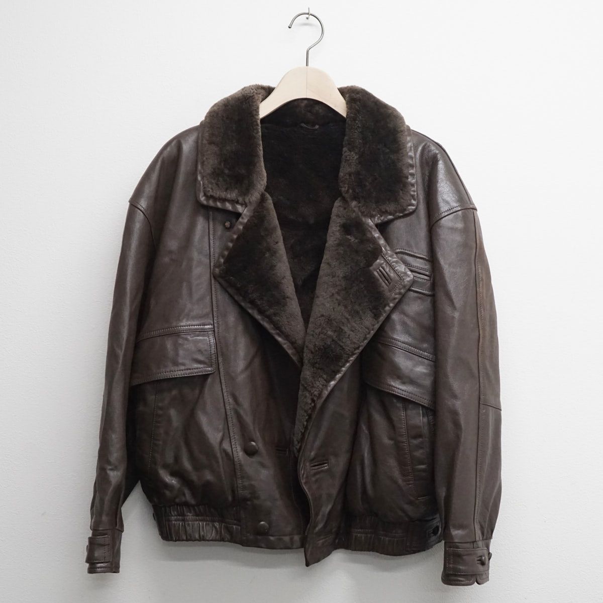 羊本革 レザー ボンバージャケット ブラウン USED品 Mサイズ メンズ