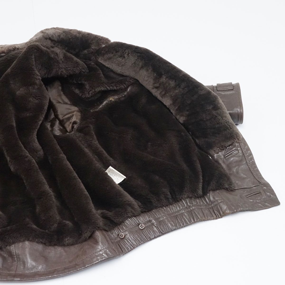 ムートン（本羊皮100%）ヴィンテージ・ボマージャケットused 羊本革 レザー ボンバージャケット ブラウン USED品 Mサイズ メンズ