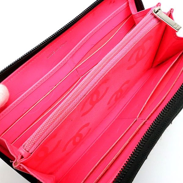 広尾店】 シャネル CHANEL カンボンライン ラウンドファスナー 長財布