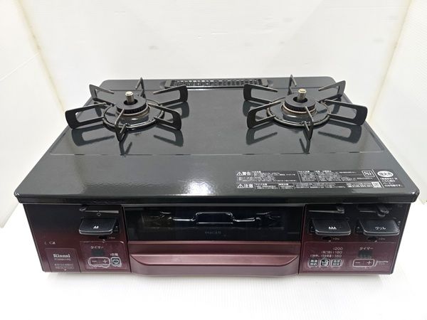品 リンナイ Rinnai ガスコンロ LPガス用 右強火力 水無両面焼グリル ココットプレート付き 製 レッドトーン 〇YR 19565〇
