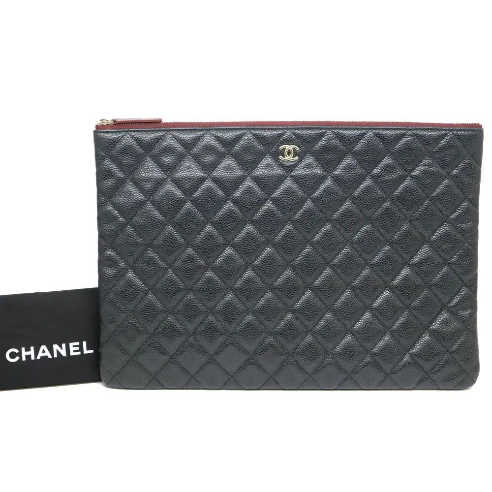 非常にきれい CHANEL シャネル キャビア ラージ Classic ゴールド ブラック クラッチバッグ A 82552