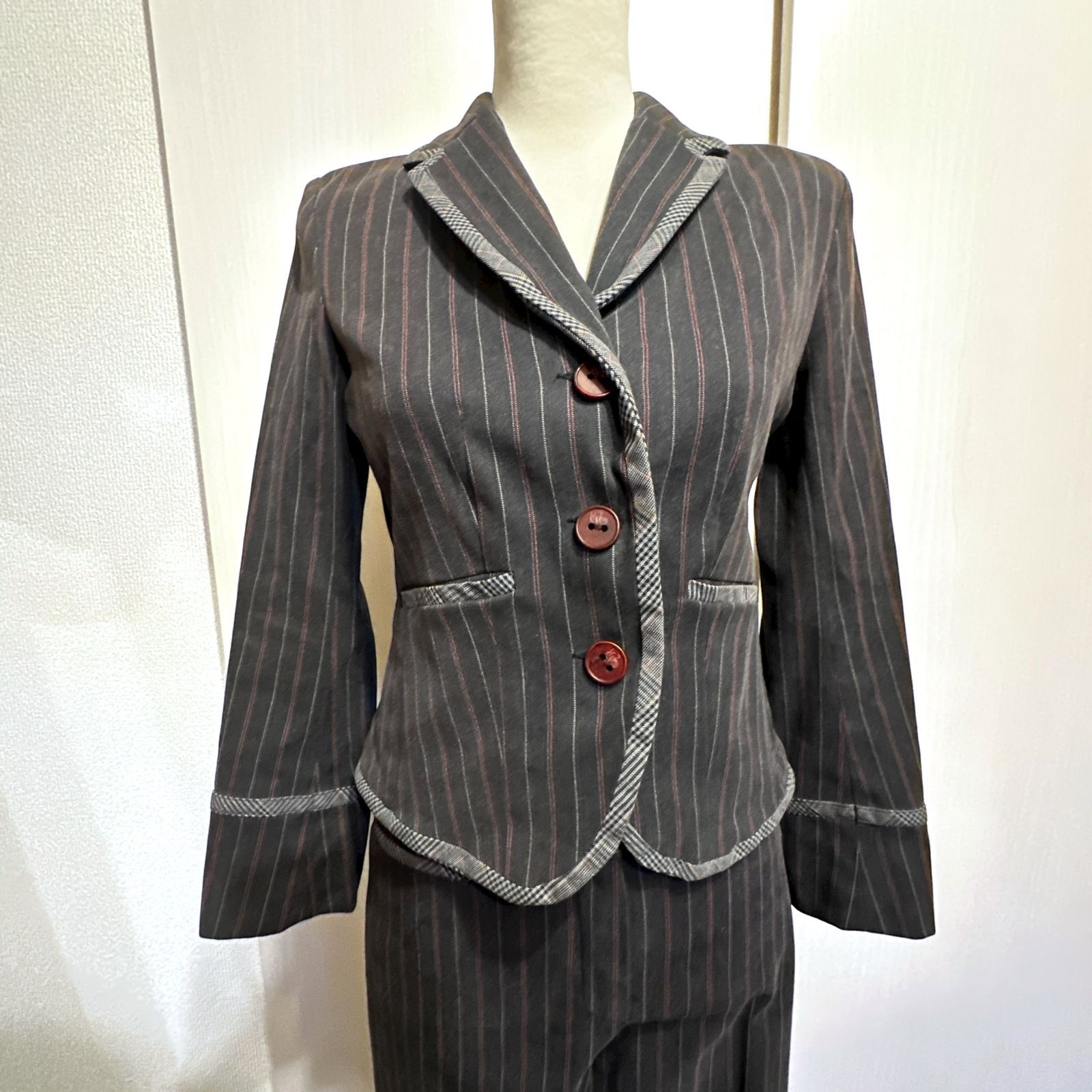 KENZO セットアップ（トップス＋パンツ） ボーダー グレー×赤×白