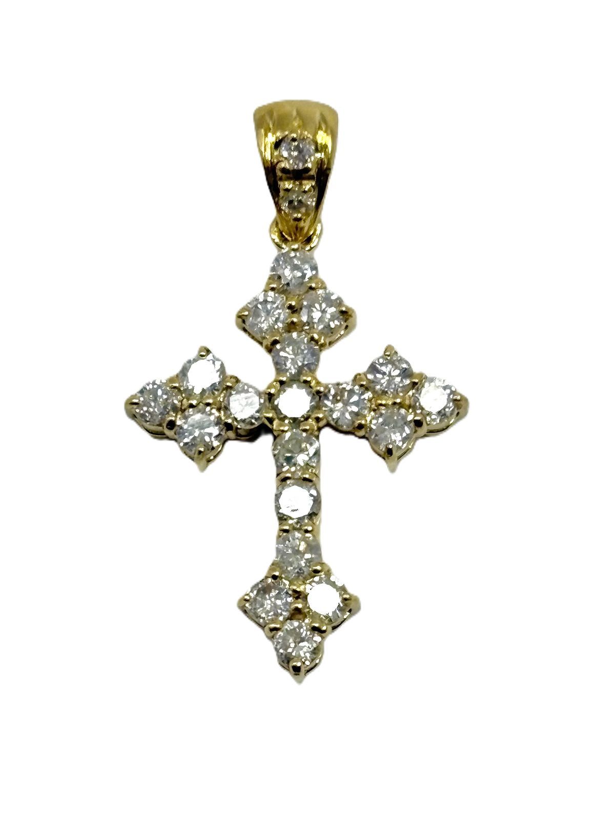 K 18 ペンダント ダイアモンド入り クロス 1.4 g