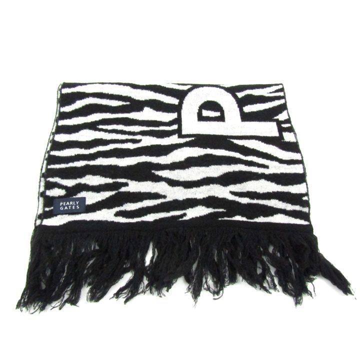 パーリーゲイツ マフラー ストール ゼブラ柄 ロゴ ゴルフウエア