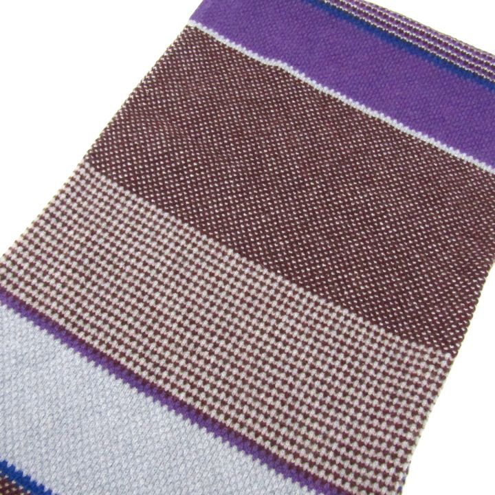  ヒカルノグチ マフラー ストール ボーダー ウール スコットランド製 レディース ブラウン ブルー hikaru noguchi その他 小物