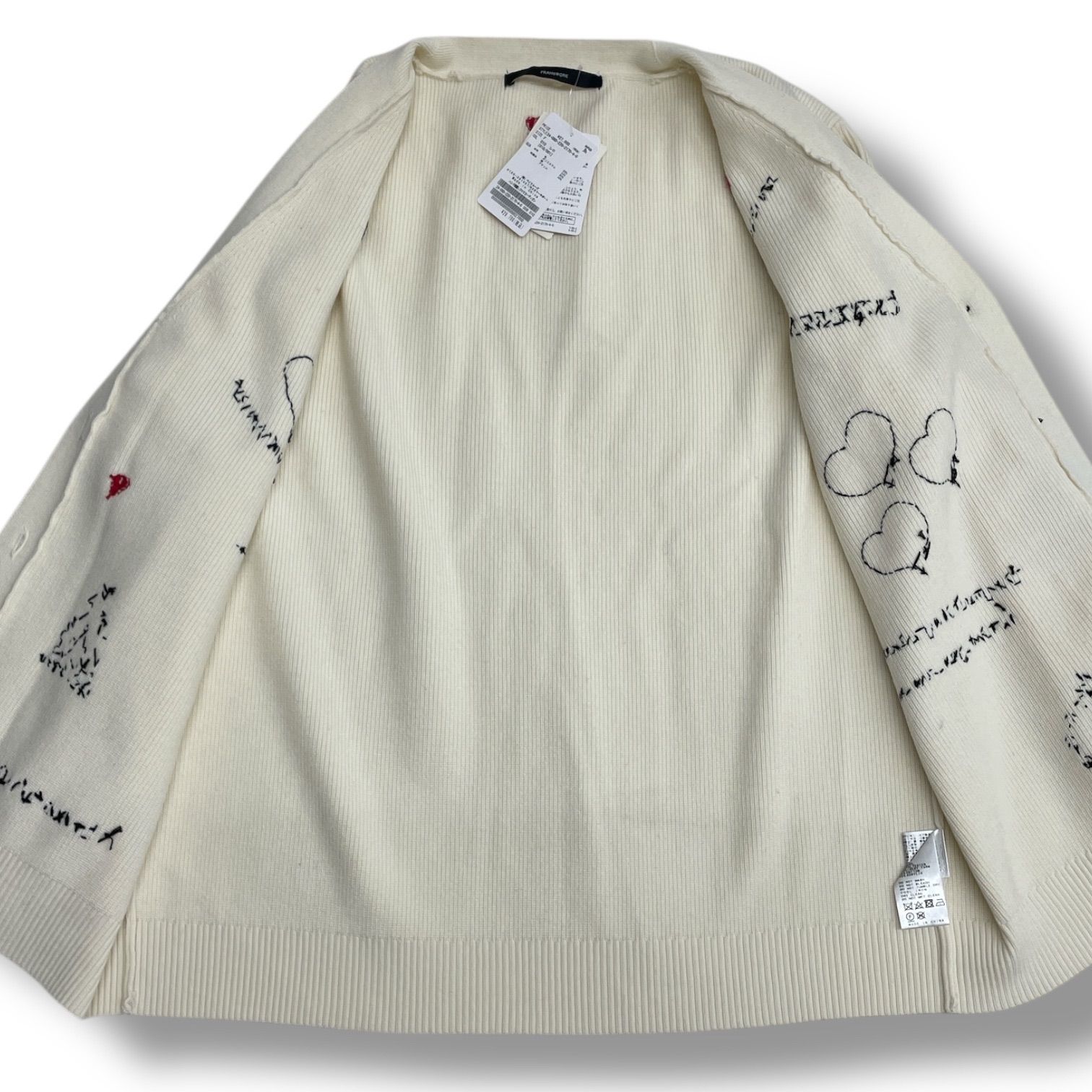 ハンド刺繍ラブカーディガン美品 FRAMeWORK ハンド刺繍ラブカーディガン - メルカリ