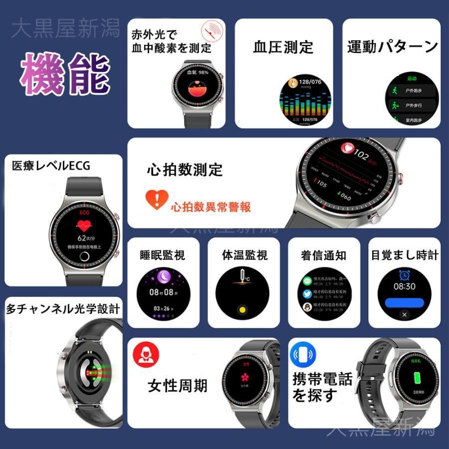 スマートウォッチ センサー 24時間体温測定 睡眠管理 歩数計 Line着信通知 iphone Android