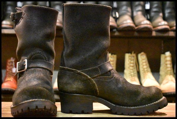 8 5 E 08年 WESCO ウエスコ カスタムボス 黒スエード ブラックラフアウト ビブラム100 9インチハイト エンジニア ブーツ BOSS FI 334