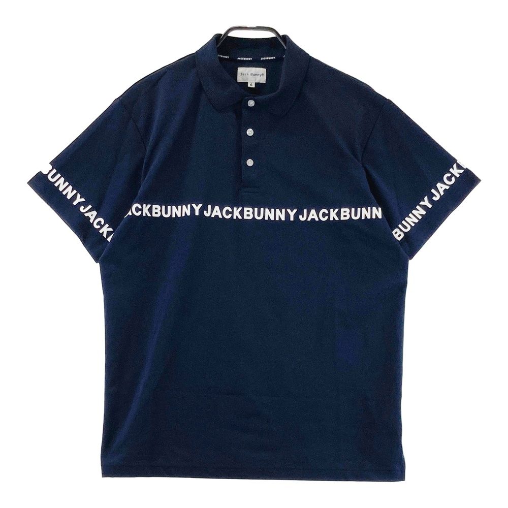 サイズ 6 JACK BUNNY ジャックバニー モデル 半袖ポロシャツ ロゴプリント ネイビー系 ゴルフウェア メンズ ストスト