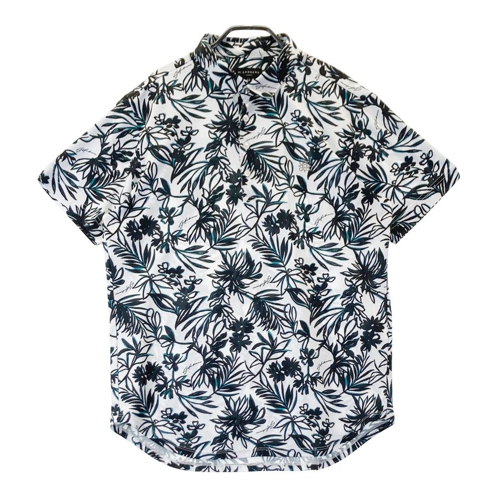 サイズ LL ST ANDREWS セントアンドリュース モデル 半袖ポロシャツ ボタニカル 総柄 ホワイト系 ゴルフウェア メンズ ストスト