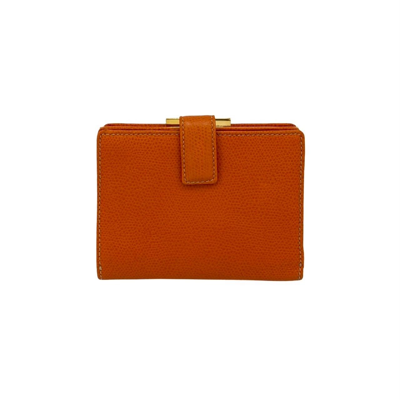 LOEWE ロエベ アナグラム エンボス ロゴ レザー 本革 がま口 二つ折り 財布 ミニ ウォレット 小銭入れ 札入れ オレンジ 95328