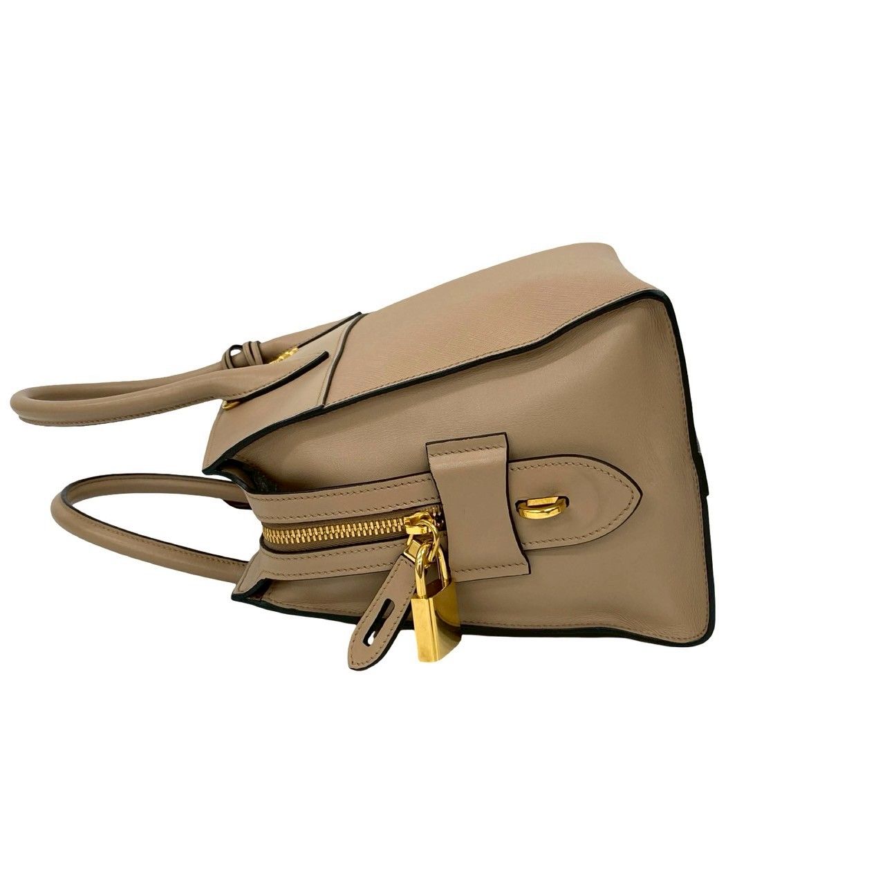 極 美品 鍵付き PRADA プラダ エスプラナード ロゴ 金具 サフィアーノ 