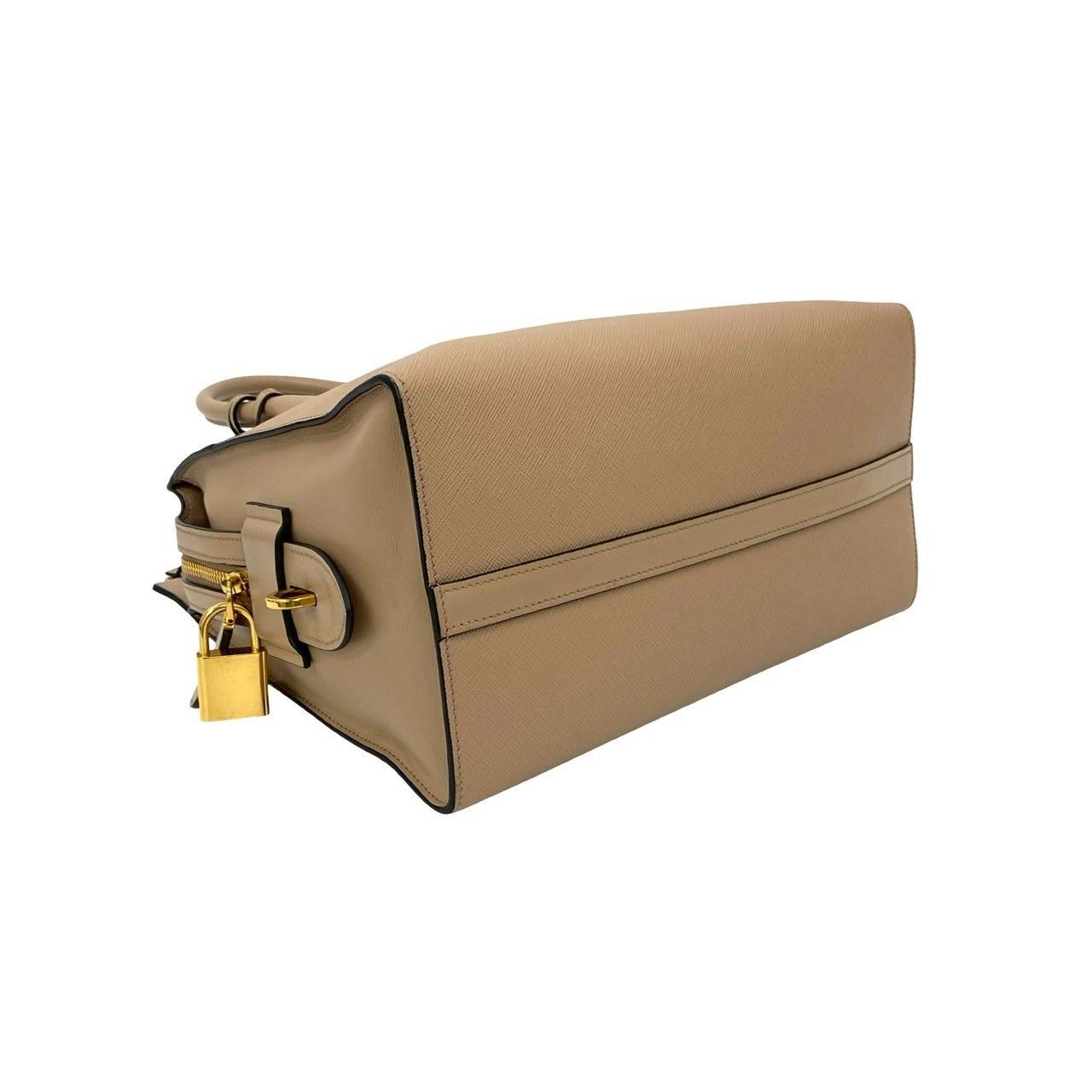 極 美品 鍵付き PRADA プラダ エスプラナード ロゴ 金具 サフィアーノ 