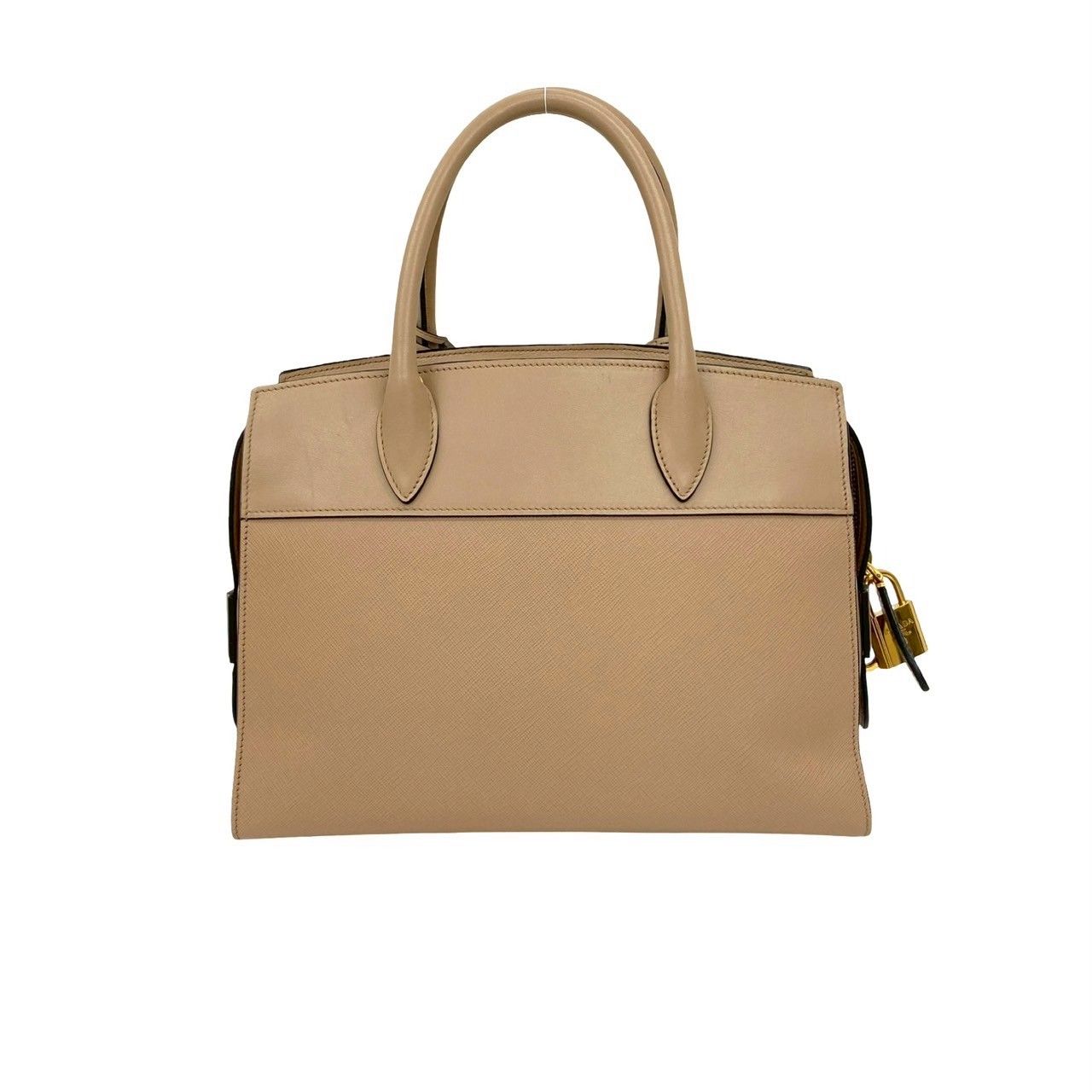 極 美品 鍵付き PRADA プラダ エスプラナード ロゴ 金具 サフィアーノ