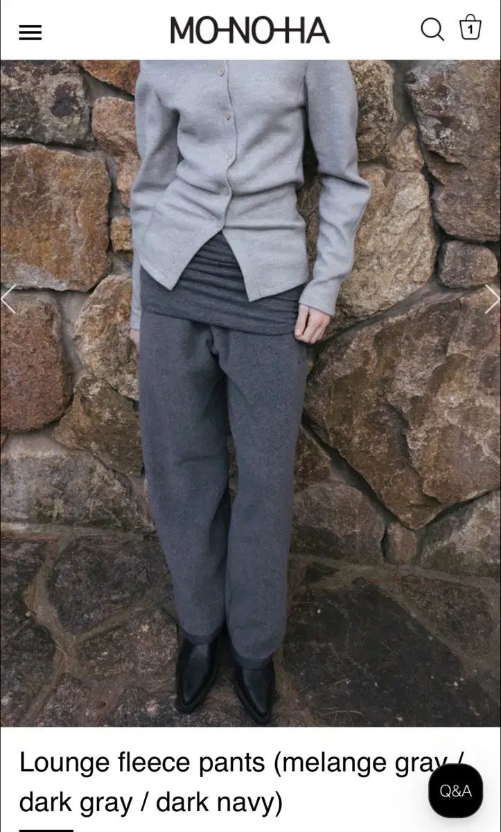 モノハ ラウンジ フリース パンツ DARK GRAY