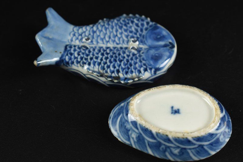 蔵A4328】中国古美術 南京古染 双魚香合 明時代 - メルカリ